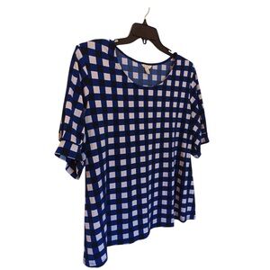 Cato Blue Black White Checkered Women's Top Size XL